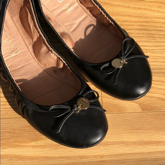 Aldo Black Leather Ballet Flats - Picture 2 of 5